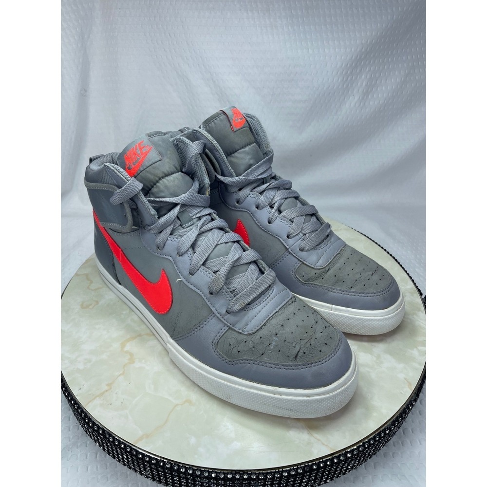 Nike Air Big High AC High Top Sneakers Mens 10.5 Grey Solar Red Streetwear Shoes